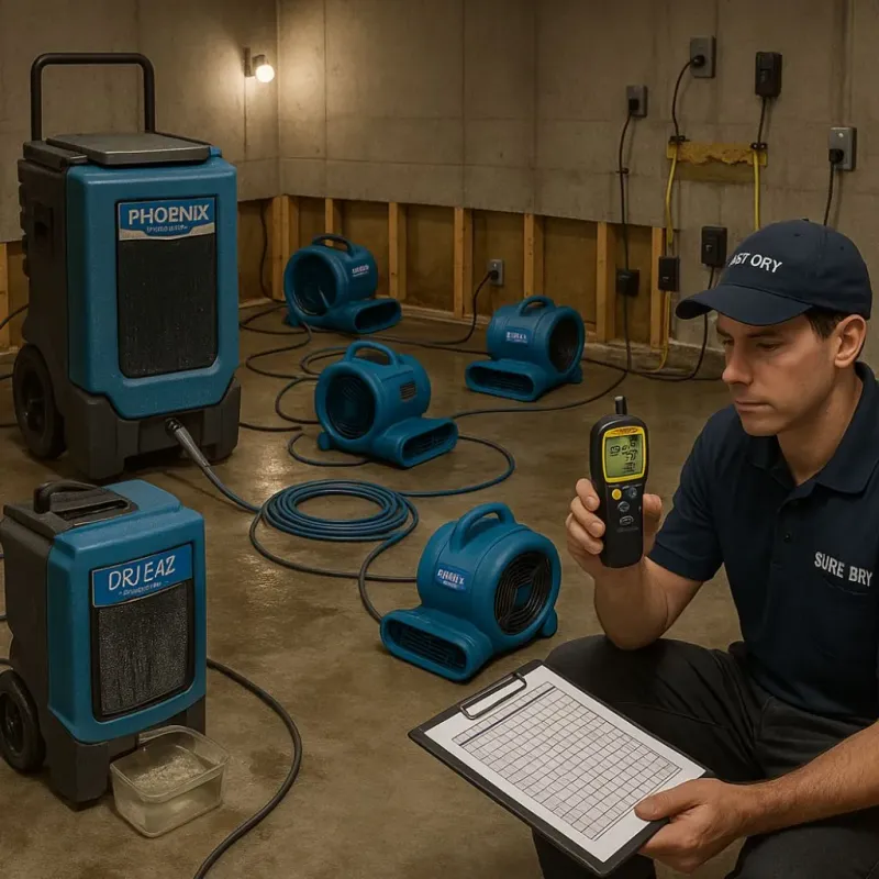 Structural Drying and Dehumidification process in Marshfield Hills, MA